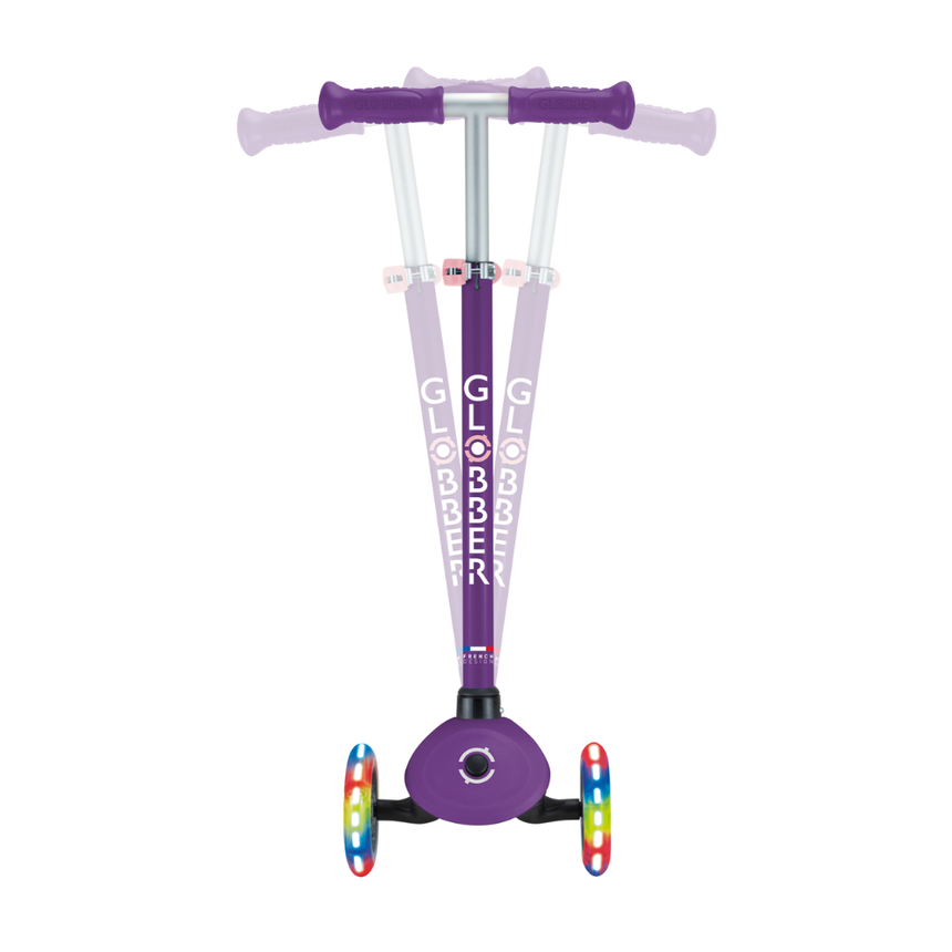 Globber Primo V2 Scooter with Lights and Griptape - Purple/ Pastel Pink