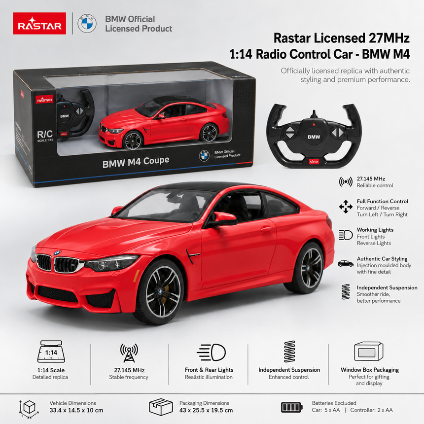 Rastar Licensed 1:14 BMW M4 Coupé Remote Control Car