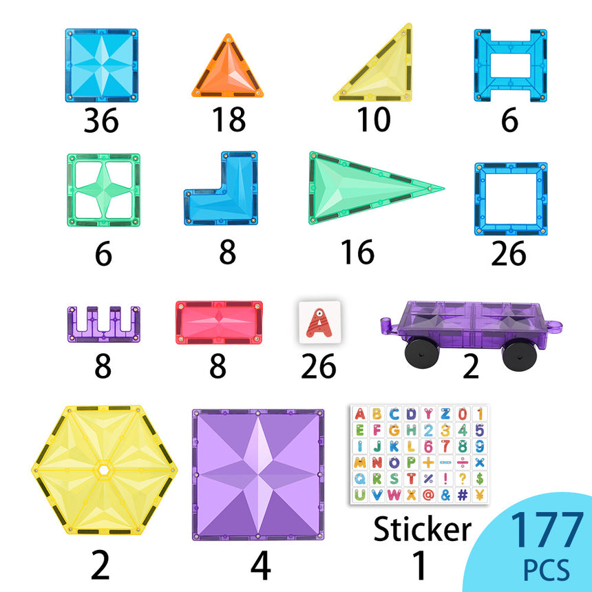 MNTL Classic Space Travelling Magnetic Tile Set 177 Pcs