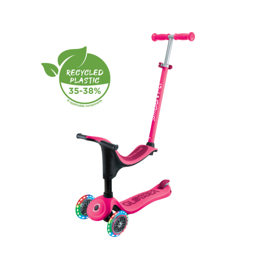 Globber Go Up Sporty Lights Convertible Scooter - Fuchsia/ Dark Pink