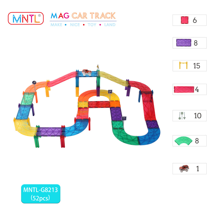 MNTL Classic Magnetic Car Track Set 52 Pcs