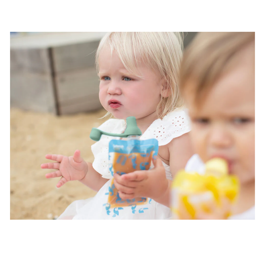 Cherub Baby Universal Silicone Food Pouch Spout 2pk Cerulean & Sage