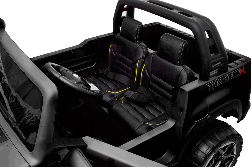 ALL 4 KIDS Licensed Double Seat Toyota Black Hilux Rugged Kids Ride On Car with RC