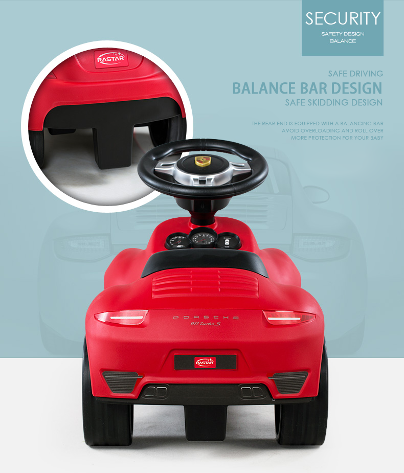 Rastar Licensed Porsche 911 push car top view – toddler ride-on toy