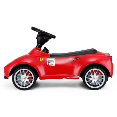 Rastar Ferrari 458 ride-on push car side profile – licensed kids toy