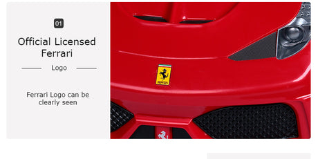 Rastar Licensed Ferrari 458 push car top view – toddler ride-on toy