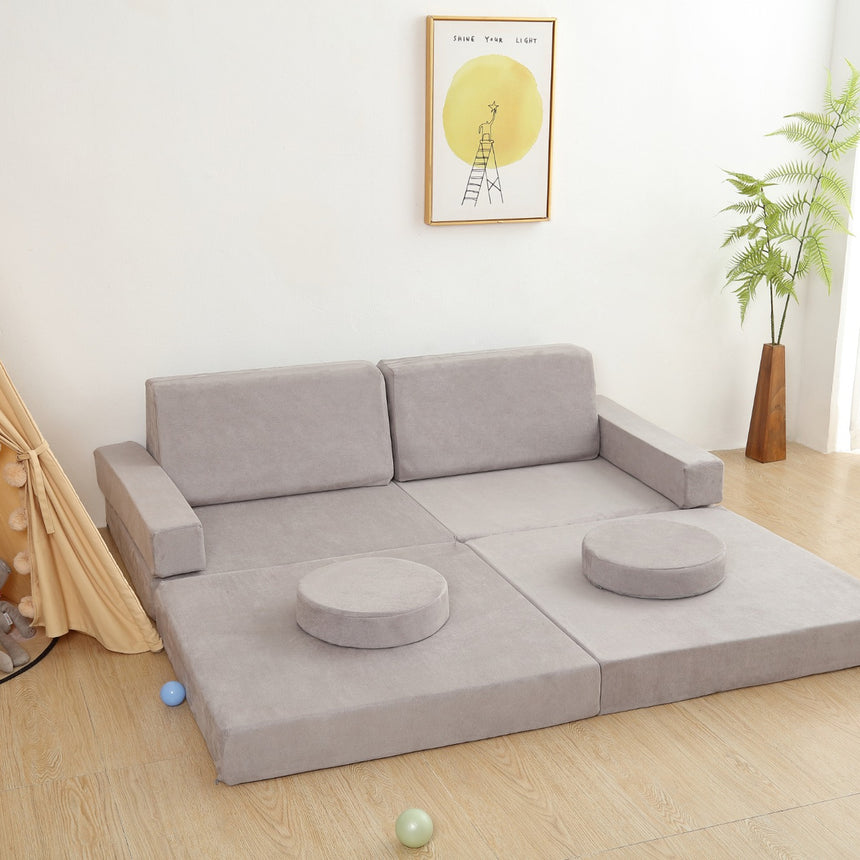 All 4 Kids Ethan 10 PCS Play Couch - Grey