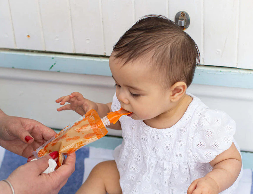 Cherub Baby Re-usable Food Storage Pouch Mini's 10PK Pink & Orange