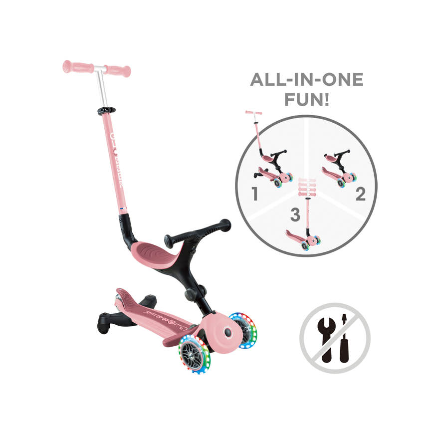 Globber Go Up Active Lights 360 Scooter - Pastel/Deep Pink