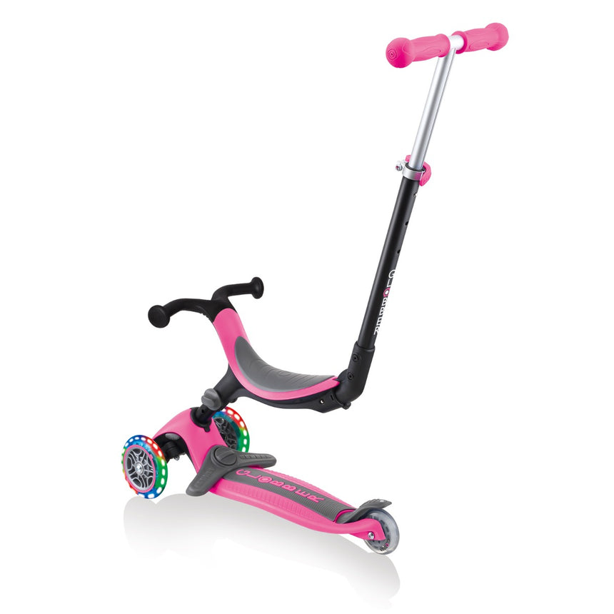 Globber Go Up Sporty Lights Convertible Scooter - Pink