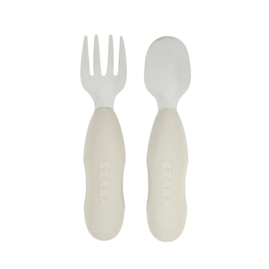 Beaba Fork & Spoon Stainless Steel Pre-Cutlery - Velvet Grey