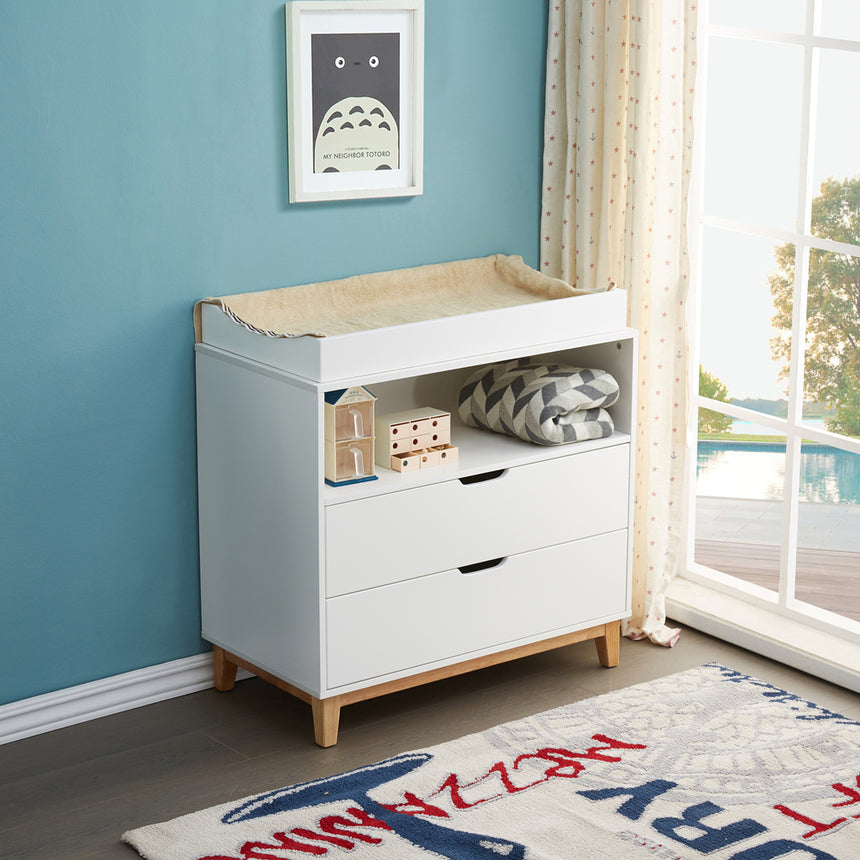 JOY BABY Aurora 2 Drawers Chest of Draw with Change Table - White
