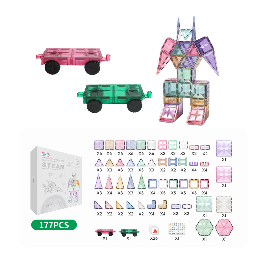 MNTL Pastel Space Travelling Magnetic Tile Set 177 Pcs