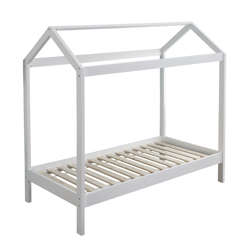 ALL 4 KIDS Layla White Wooden House Single Bed with Under Bed Storage