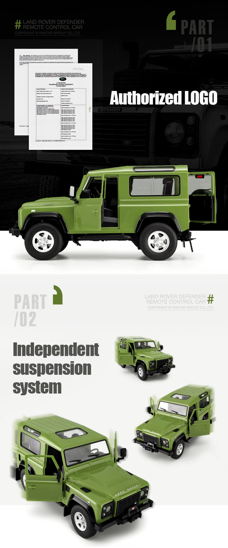 Rastar Licensed 1:14 Radio Control Car - Land Rover Defender