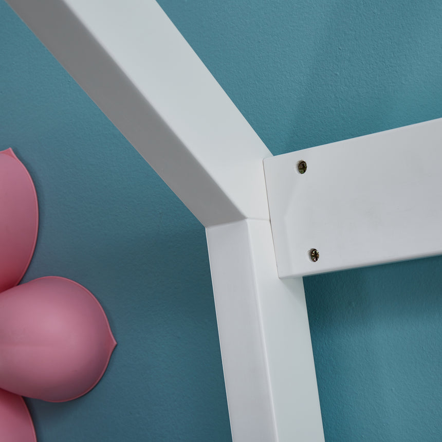 ALL 4 KIDS Layla White Wooden House Single Bed with Under Bed Storage