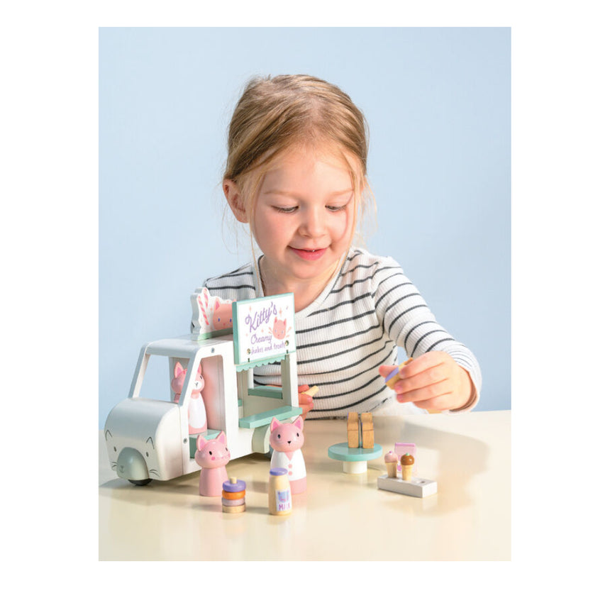 Tender Leaf Toys Wooden Kitty's Milkshake Van