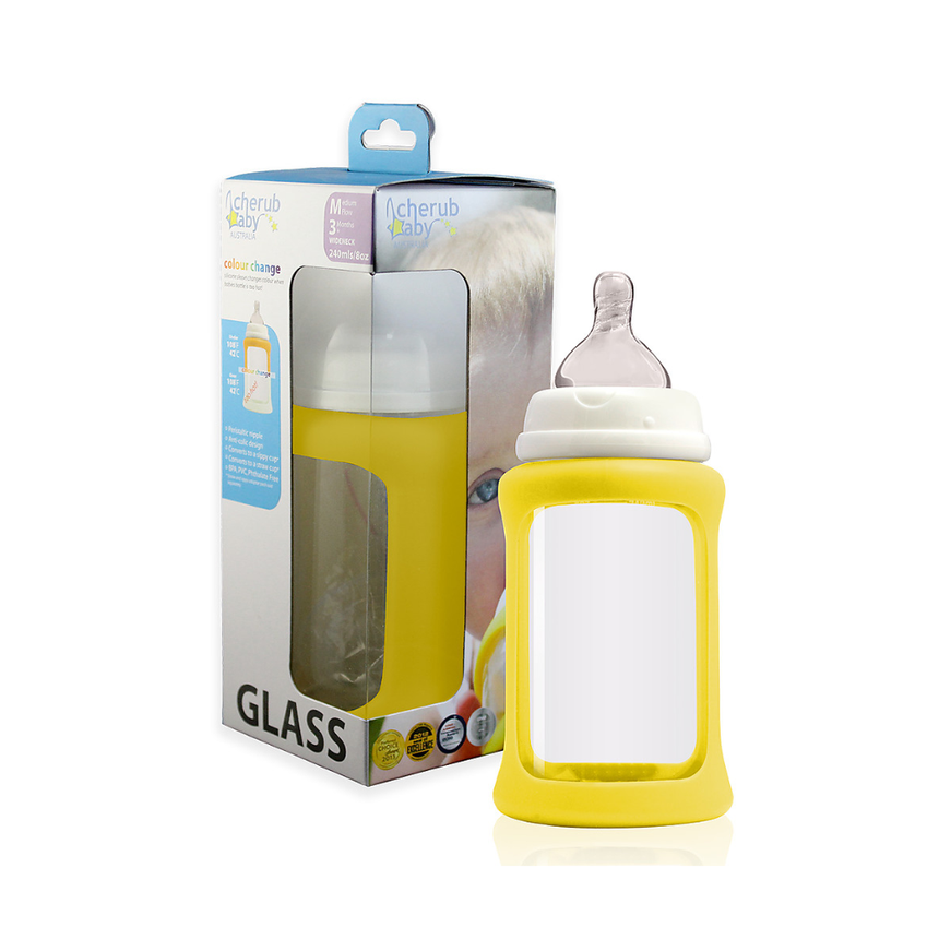 Cherub Baby Wideneck 240ml 1pk - Yellow