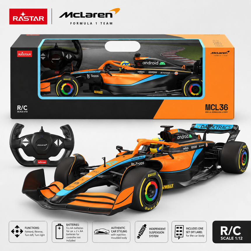 Rastar 1:12 McLaren Artura F1 Team Remote Control Car – Officially Licensed