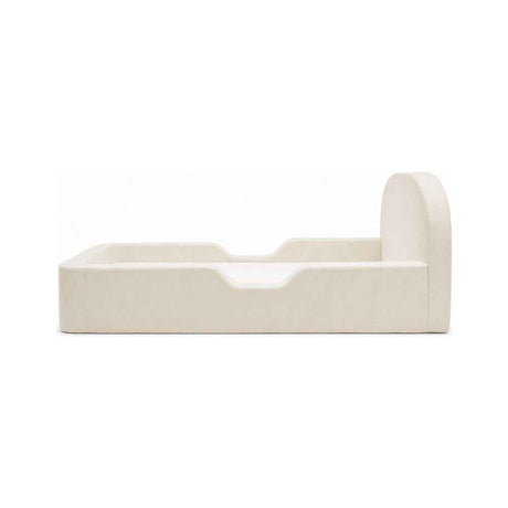 Side profile of low beige Cloudnest foam bed with dipped side rails