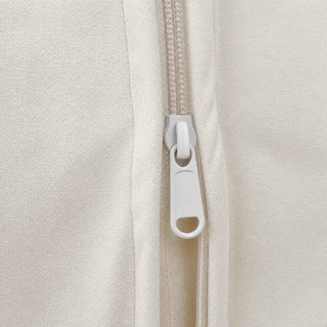 Close-up of zip on removable micro-suede cover, beige Cloudnest foam bed