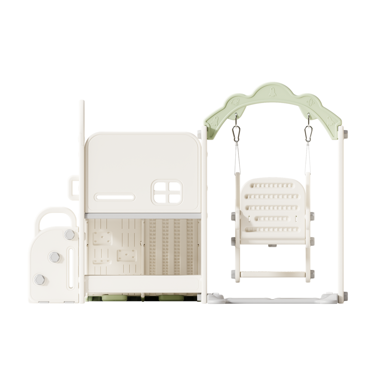Willow Double Track Slide & Swing Play Center - rear studio view on white background