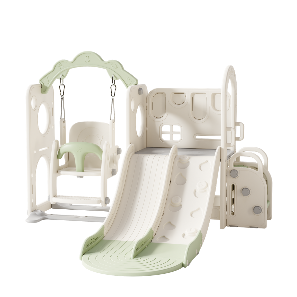 Willow Double Track Slide & Swing Play Center - front studio view on white background
