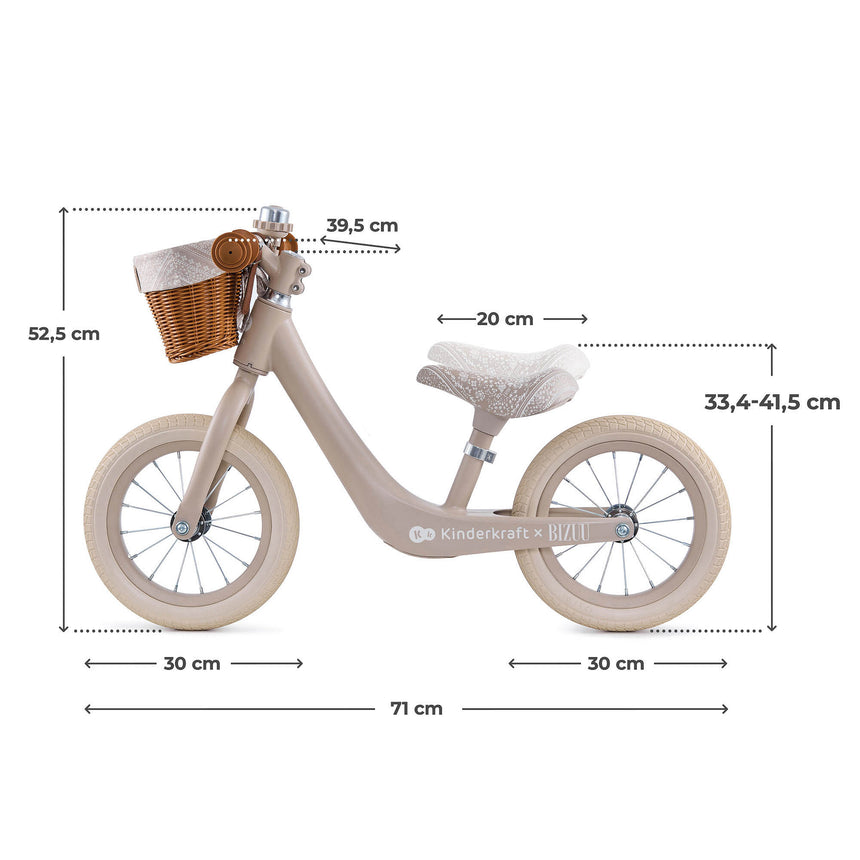 Kinder Kraft Rapid 2 balance bike dimensions: 86 x 39.5 x 52cm, seat height 33–42cm