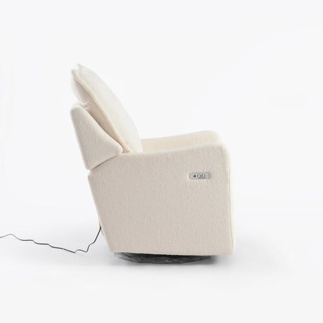 Side view of the Luna electric nursing chair showing the control panel on the arm