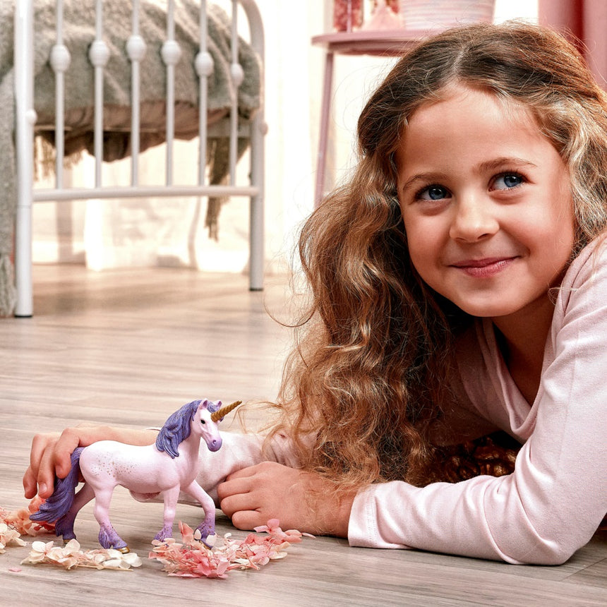 Schleich Unicorn Mare Seraphina toy figure in play scene