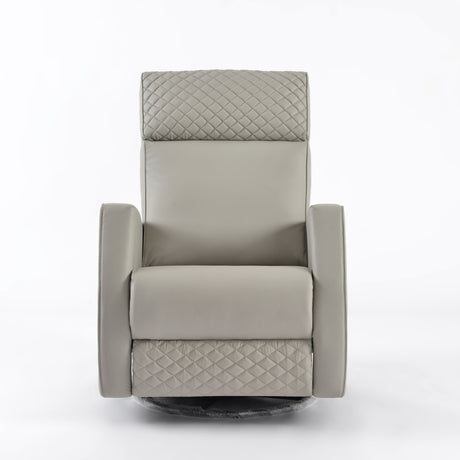 Marlo nursery recliner chair showing the quilted headrest