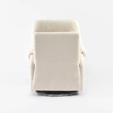 Ivory glider recliner back view showing the fabric texture