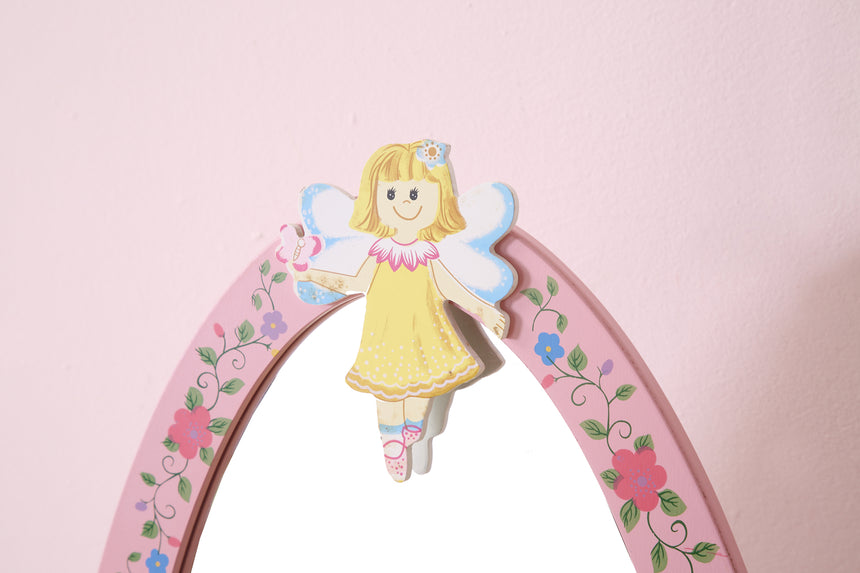 Fairy butterfly flower themed standing mirror for girls room