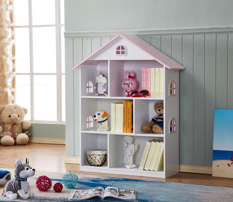 ALL 4 KIDS Veronica Girls‘s Pink Roof Dollhouse Bookcase