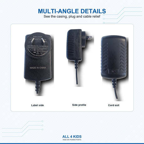 24V ride-on car charger centre pin positive plug detail