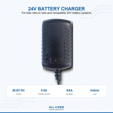 24V SAA approved battery charger for kids ride-on cars