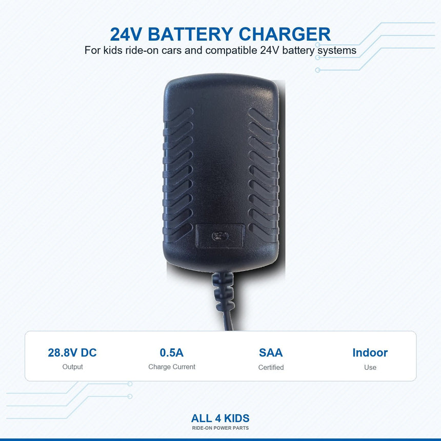 24V SAA approved battery charger for kids ride-on cars