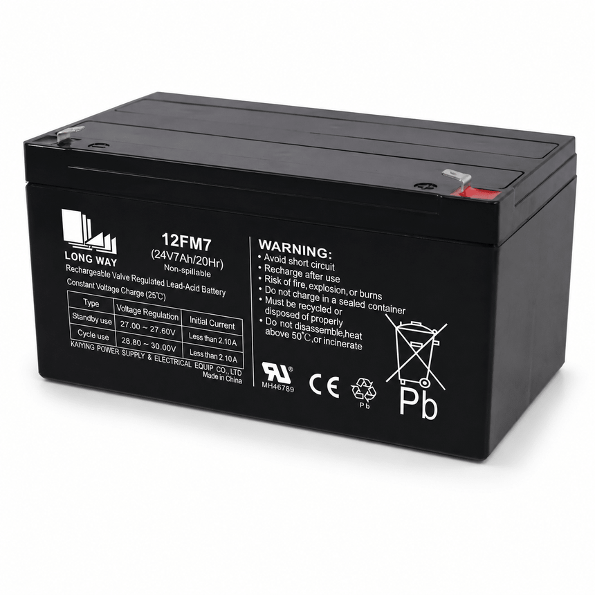 Longwei premium 24V 7Ah sealed lead-acid battery for kids' ride-on cars