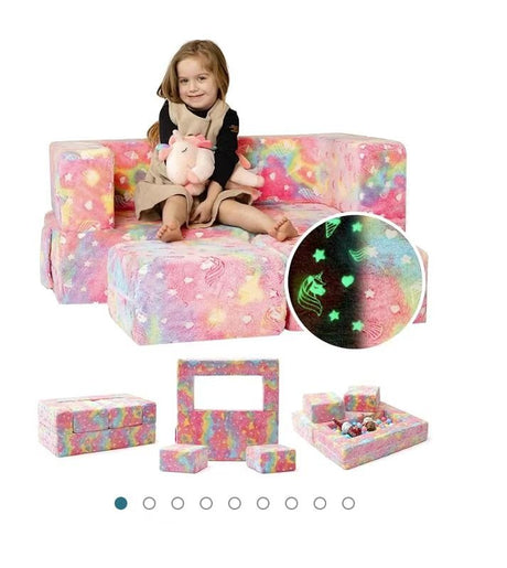 All 4 Kids 4 Pcs Glow in the Dark Unicorn Flip Out Kids Play Modular Couch