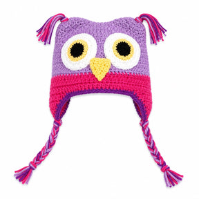 Light purple and rose crochet owl beanie hat for babies, toddlers and kids