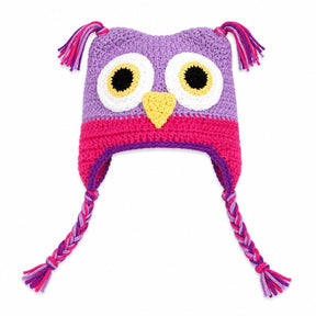 Light purple and rose crochet owl beanie hat for babies, toddlers and kids