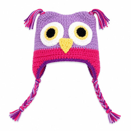 Light purple and rose crochet owl beanie hat for babies, toddlers and kids