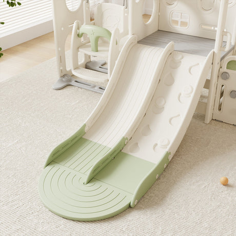 Close-up of the Willow play centre's swing seat and climbing wall attachment