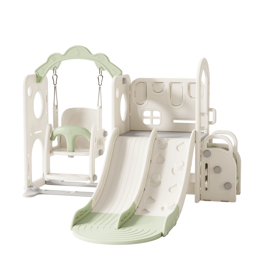 Willow Double Track Slide & Swing Play Center - front studio view on white background