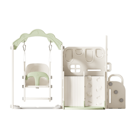 Willow Double Track Slide & Swing Play Center - front angle studio view on white background