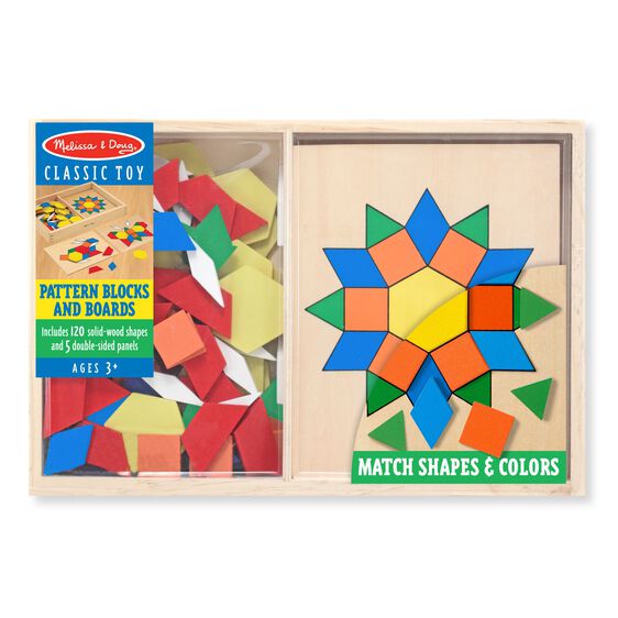 Melissa & Doug Pattern Blocks And Boards - 120pc
