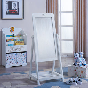 ALL 4 KIDS Gloria white wooden standing mirror for kids bedroom, front product view