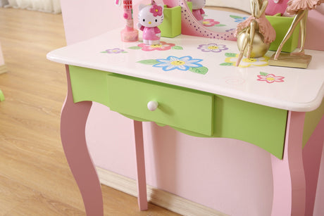 All 4 Kids Layla girls flower vanity set with stool gallery image 5