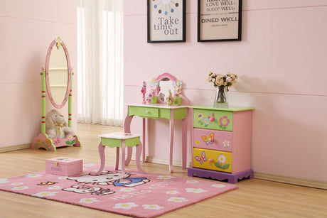 All 4 Kids Layla girls flower vanity set with stool studio view 1