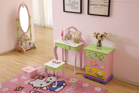 All 4 Kids Layla girls flower vanity set with stool studio view 2